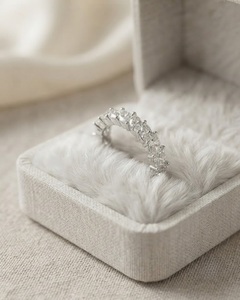 Anillo de compromiso de oro macizo de 14k con moissanita de corte marquesa y banda de eternidad completa, joyería nupcial para mujer - Product Image 6