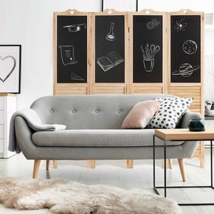 Paravento Pieghevole a 4 Pannelli con Lavagna, Divisorio per Ambienti - Product Image 2