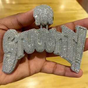 Colgante Personalizado con Nombre y Diseño de Calavera, con Moissanita VVS, Joyería Hip Hop, Cadena con Colgante - Product Image 2