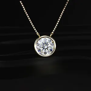 Meilleure Vente : Collier Pendentif Solitaire Rond Sertie de Diamants Élégants, Collier de Diamants Minuscules pour Filles avec Clarté VVS - Product Image 1