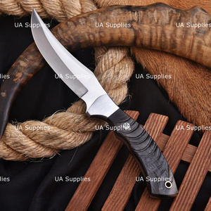 Couteau de chasse extérieur personnalisé UA Supplies, lame en acier inoxydable, manche en corne de bélier, étui en cuir, 10 pouces, fabrication OEM industrielle, marque privée - Product Image 2