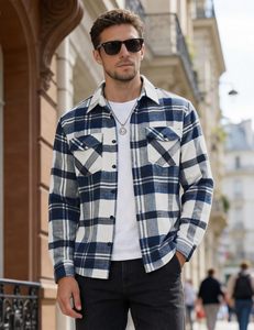 Men's <b>Flannel</b> Shirt Long Sleeve Button Down Plaid Shirts Lightweight Casual Stylish Shirt <b>Jacket</b> with Pockets - Product Image 3
