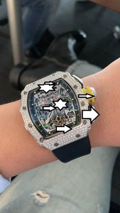 Luxury Men's Stainless Steel <b>Automatic</b> <b>Chronograph</b> Watch With Sapphire Crystal Analog-Digital Dial 43mm Polygon Case Rubber Band - Product Image 5