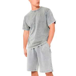 Ensemble de shorts de sport pour homme, coupe confortable, style streetwear, couleur unie, logo personnalisable, respirant, sans cordon de serrage, effet délavé. - Product Image 1