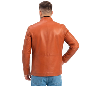<b>Men's</b> Vintage Leather Jacket Button Down <b>Long</b> Sleeve Street Fashion Leather Jacket <b>Men</b> Manufacture Vintage Zipper Leather <b>Coat</b> - Product Image 2