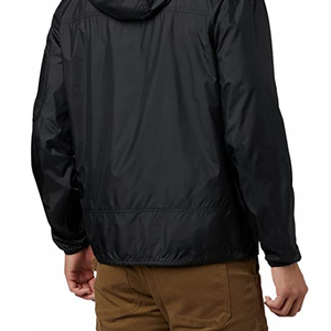 2023 Black Color Waterproof <b>Men</b> Windbreaker <b>Jacket</b> Custom Plus Size Canvas <b>Jacket</b> Stand for Spring Autumn Hooded Windbreaker - Product Image 3