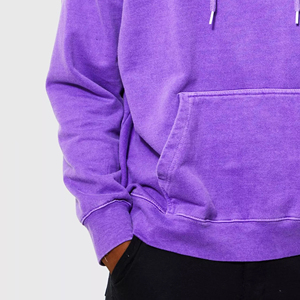 Sudaderas con Capucha para Hombre, Color Morado, 100% Algodón, Felpa Ecológica, para Entrenamiento, Casual, Invierno, Lavado Ácido, con Logotipo Personalizado - Product Image 4