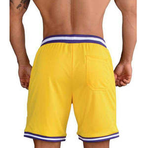 Shorts de basket vintage streetwear, broderie Tackle, impression personnalisée, double maille, rétro, pour hommes, directement de l'usine - Product Image 2