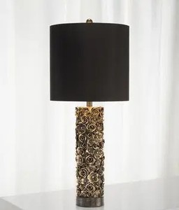 Floral Design <b>Table</b> <b>Lamp</b> Textured <b>Base</b> Gold Finish Decorative <b>Lamp</b> Modern Luxury Home Decor Designer Flower Pattern Indian - Product Image 4