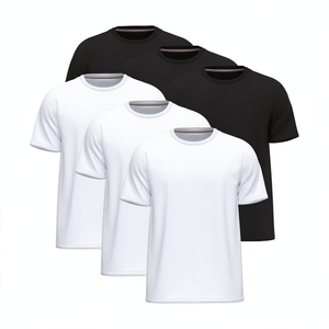 <b>Men's</b> Solid Color Short Sleeve <b>T</b> <b>Shirt</b> <b>Multipack</b> Casual Tee Set <b>Men's</b> Plain Cotton <b>T</b> <b>Shirt</b> Bulk Pack Custom Printing Ready Tees - Product Image 4