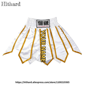 Pantalones cortos de muay thai Fluory Boxing, azules y rojos con estrellas, personalizados. - Product Image 4