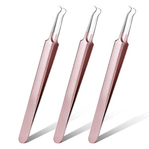 3PCS Stainless Steel <b>Blackhead</b> Tweezers Pimple <b>Extractor</b> <b>Tool</b> Curved Bend Tweezers for Remove Zit Whitehead Skin Care - Product Image 1