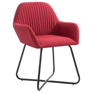 Ensemble de 6 chaises de salle à manger de taille moyenne en acier thermolaqué avec tissu rouge vin, ensemble de chaises élégantes et durables - Product Image 2