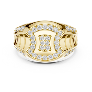 Gold Plated Diamond <b>Ring</b> Heavy Look Bridal Wedding Band Round Stone Custom OEM ODM Men's Yellow Gold Plated Horseshoe <b>CZ</b> <b>Ring</b> Lu - Product Image 3