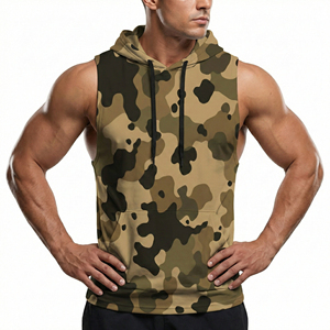 Débardeur de sport camouflage sans manches pour homme, prix de gros OEM, avec logo personnalisé, pour entraînement et fitness - Product Image 1