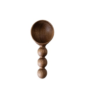 Decorative Beaded Handle Wooden Scoop Handmade Natural Wood Serving Spoon Rustic Kitchen Dining <b>Table</b> Accessory best sell new - Product Image 1