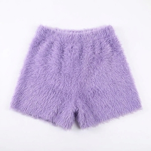 Spandex/Polyester Fashionable Design <b>Red</b> Elastic Waist Breathable Skinny Casual <b>Ladies</b> Cute Garment Dyed Knitted <b>Shorts</b> Pants - Product Image 3