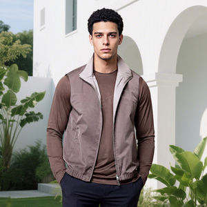 Chaleco Reversible Impermeable para Hombre, Cuello Alto, Cierre de Cremallera, Color Sólido, Ropa Casual de Otoño, Blanco, Gris, Azul Marino - Product Image 4