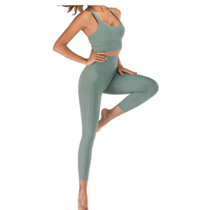 Leggings de yoga taille haute sans couture, couleur unie, pour femme, pantalon de sport, tenue active, extensible, en Spandex/Nylon - Product Image 1