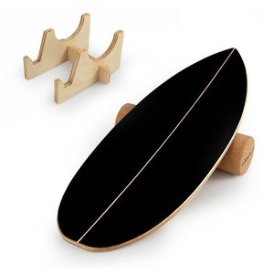 Tavola di Equilibrio in Legno con Rullo in Sughero e Supporto per Attrezzi per Esercizi in Palestra Domestica - Product Image 4