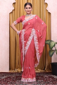 Sari de Seda Bordado KV para Fiesta Estilo Bollywood - Product Image 6