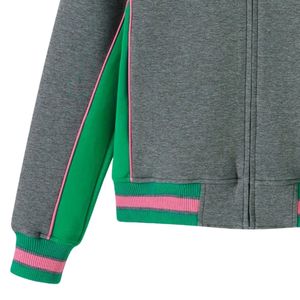 AKA Charcoal Grey Air Tech Fleece Warm Up <b>Jacket</b> Green <b>Pink</b> Trim Women's Athletic Track <b>Jacket</b> Casual Sportswear - Product Image 6