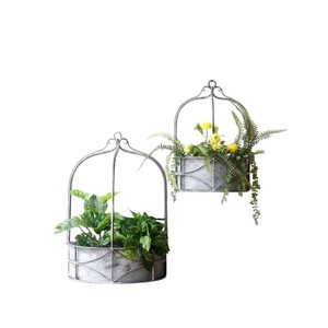 Juego de Macetas Colgantes de Metal Galvanizado Redondas Modernas para Suculentas y Hierbas, Decoración de Jardín Interior y Exterior - Product Image 5