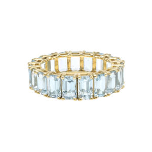 Producto en Oferta, Anillo de Eternidad Hecho a Mano en Oro Amarillo Puro de 14k, Anillo Infinito con Gema de Aguamarina Natural de 5 CTW con Engaste de Garras para Mujer - Product Image 4