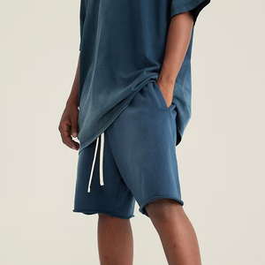 Custom Colors Solid Washed Men's Sweat Shorts Streetwear Jogging Distressed Acid-washed Eco-Friendly Quick Dry Sweat Shorts - Product Image 3