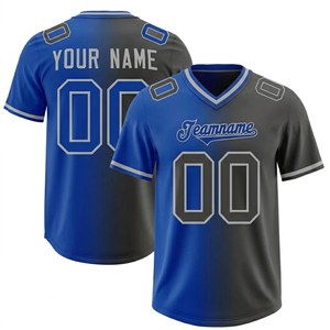 Custom V-Neck American Football Jersey Men's Purple <b>Green</b> Gradient Sublimated Print Team Name Number Regular Fit Short Sleeve - Product Image 5