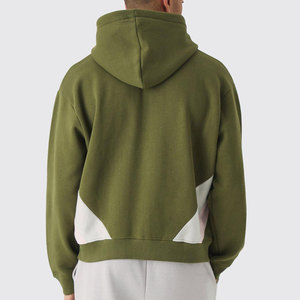 Sweat-shirt à capuche zippé vert olive pour homme, coupe ample, en molleton, décontracté, coupe classique, pour l'automne - Product Image 3