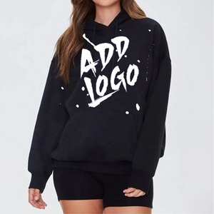 Sudaderas con capucha de algodón bordado transpirable Unisex Puff estampado Sudadera con capucha Vintage Pullover Sudadera con capucha para mujer - Product Image 2