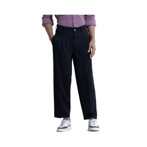 Pantalon pour homme semi-formel, coupe ample coréenne, écologique, respirant, en polyester/coton teint en fil, personnalisable, élégant et confortable - Product Image 1