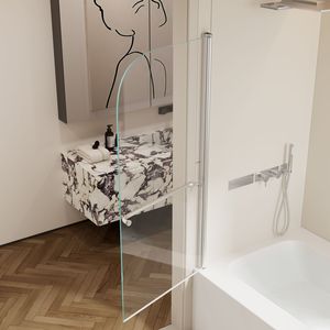 30 In. W X 58 In. H porta albero di rotazione porta singola doccia per vasca da bagno 1/4 "spesso SGCC vetro temperato spazzolato finitura nichel - Product Image 5