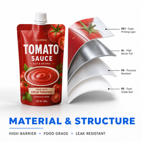 Pochette à bec verseur personnalisée pour ketchup, sachet alimentaire refermable de qualité alimentaire pour emballage de sauces et liquides avec bouchon