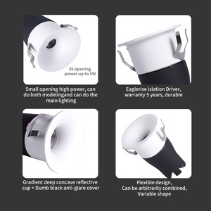 Mini Foco Modular Antideslumbrante Ra92 de Alto CRI, 3W 5W 7W 10W, Downlight LED Empotrable de Aluminio - Product Image 3