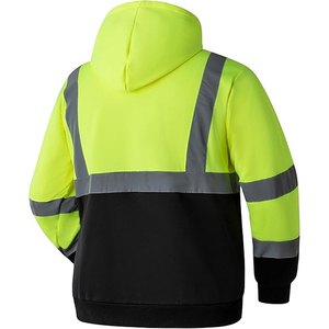 Veste de sécurité réfléchissante jaune et noire à haute visibilité, classe 1 ANSI, imperméable, avec fermeture éclair et capuche, logo personnalisé - Product Image 2