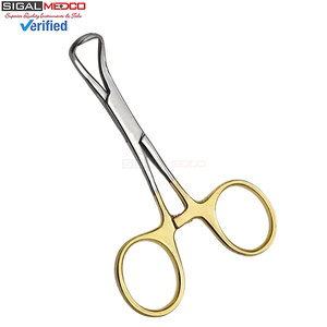 Pinza para toallas Backhaus Forceps de 3.5 pulgadas, chapada en oro, instrumento médico quirúrgico manual de primera calidad para sujetar paños quirúrgicos en quirófanos y clínicas. - Product Image 2