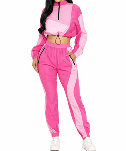 Trending Women Sportswear Tracksuit Set Crop Windbreaker <b>Jacket</b> Jogger Pants Custom Logo - Product Image 3