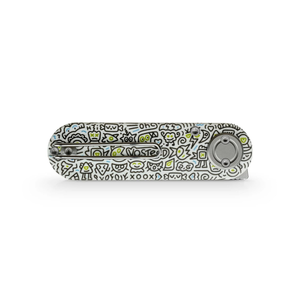 Navajas Plegables con Mango con Diseño de Doodle Blanco, Hoja Satinada Tipo Sheepsfoot, Orificio de Apertura con el Pulgar y Pivote Verde para Uso en Exteriores - Product Image 5