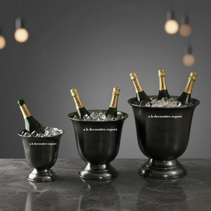 Seau à glace décoratif robuste pour champagne, refroidisseur de bouteilles de vin sur piédestal, finition bronze canon, bac à boissons pour fête avec support pour la décoration - Product Image 3