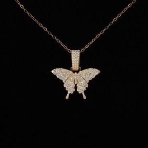 จี้สร้อยคอรูปผีเสื้อมอร์โฟเฮเลนา ทอง 14K ประดับเพชรทรงกลมเจียระไนแบบบริลเลียนท์ เพชรเพาะเลี้ยงในห้องปฏิบัติการ จี้ผีเสื้อเพชรสำหรับผู้หญิง - Product Image 4