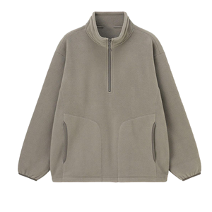 Unisex Fleece Half Zip <b>Pullover</b> Oversized Stand Collar Solid Color Casual Sweatshirt Regular Sleeve Autumn Knitted Top - Product Image 6