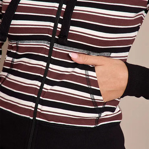 Conjunto de Salón Personalizado para Mujer, Chándal de Punto a Rayas de 2 Piezas, Sudadera con Capucha de Manga Larga y Pantalones Largos, Ajuste Holgado Informal para Todas las Estaciones - Product Image 6