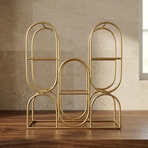 Modern Geometric Metal 8 <b>Bottle</b> Wine <b>Rack</b> Double Tier Standing Organizer Minimalist Design Durable Freestanding Shelf - Product Image 5