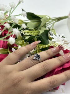 Black Onyx Silver Plated <b>Crown</b> <b>Ring</b> Oval Gemstone Vintage Cocktail Jewelry For Women - Product Image 1