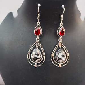 Pendentif en argent sterling 925 plaqué or 18 carats avec garnet jaspe buffle serti clos, fait main, cadeau pour femme, anniversaire - Product Image 1