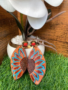 Style autochtone usiné à la main sculpture boucles d'oreilles en cuir femmes mignon à la mode larme boucle d'oreille usiné cuir bijoux de mode - Product Image 3