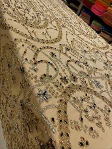 Tela de Diseño Hecha a Mano con Cuentas y Cristales de Zirconia, 100% Poliéster, para Vestidos de Novia de Lujo y Vestidos de Noche - Product Image 2