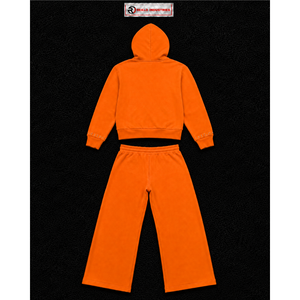 Custom <b>Orange</b> Tracksuit Men Full Zip <b>Hoodie</b> Wide Leg Sweatpants Set Graphic Logo Casual Streetwear Sportswear Wholesale Outfit - Product Image 6